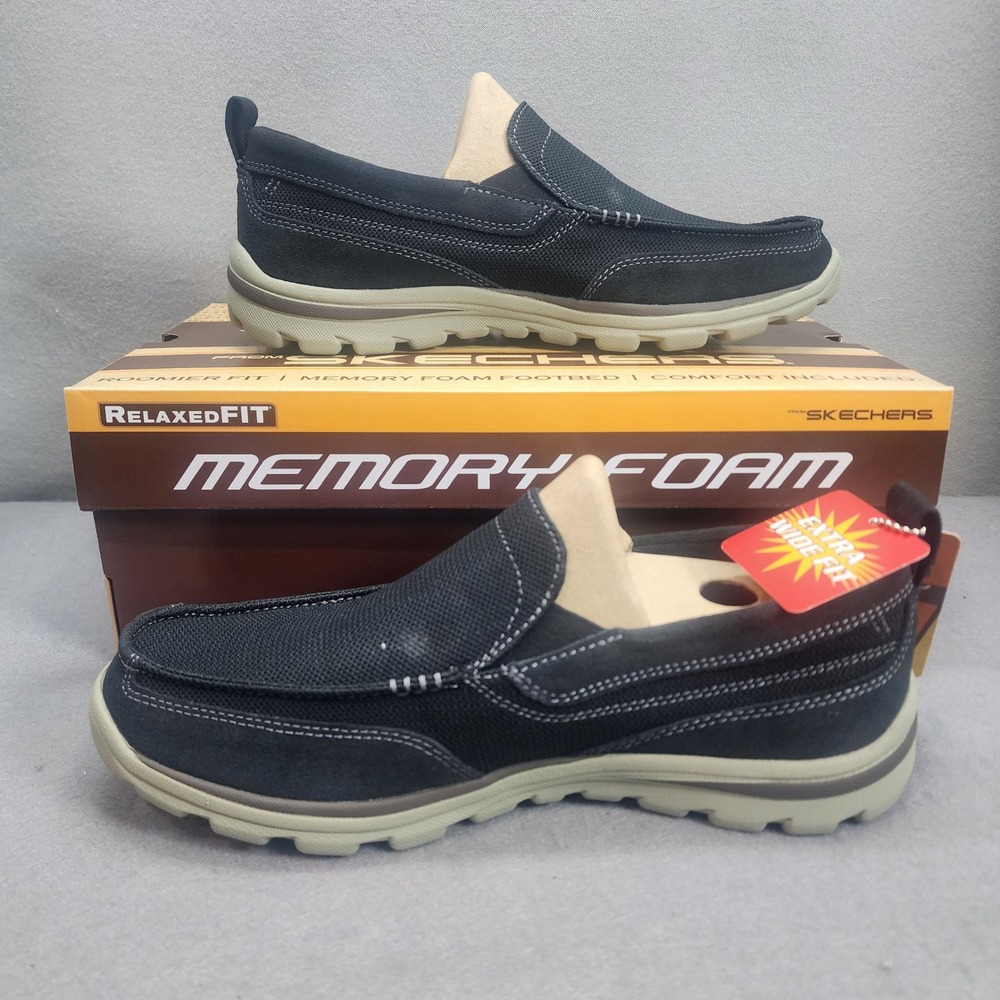 Skechers Superior Milford Black Relaxed Fit Extra Wide Mens 9 64365EWW